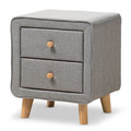 Baxton Studio Jonesy Mid-Century Grey Upholstered 2-Drawer Nightstand 135-7288